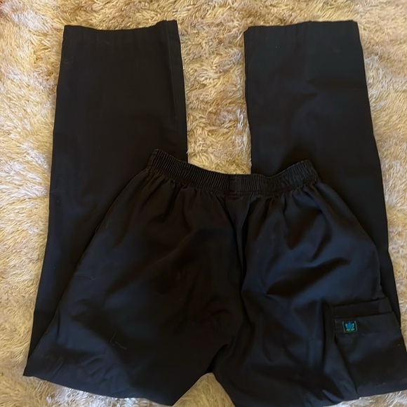 Black szS elastic waist scrub pants . Side , thigh and back pockets - Picture 4 of 6